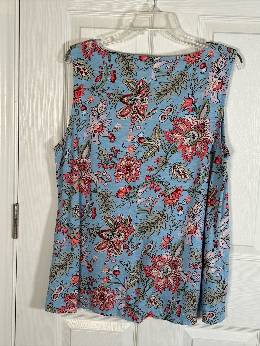 LOFT Floral Sleeveless Tank Top - Blue with Pink & Red Floral Print Size XL - Picture 7 of 7
